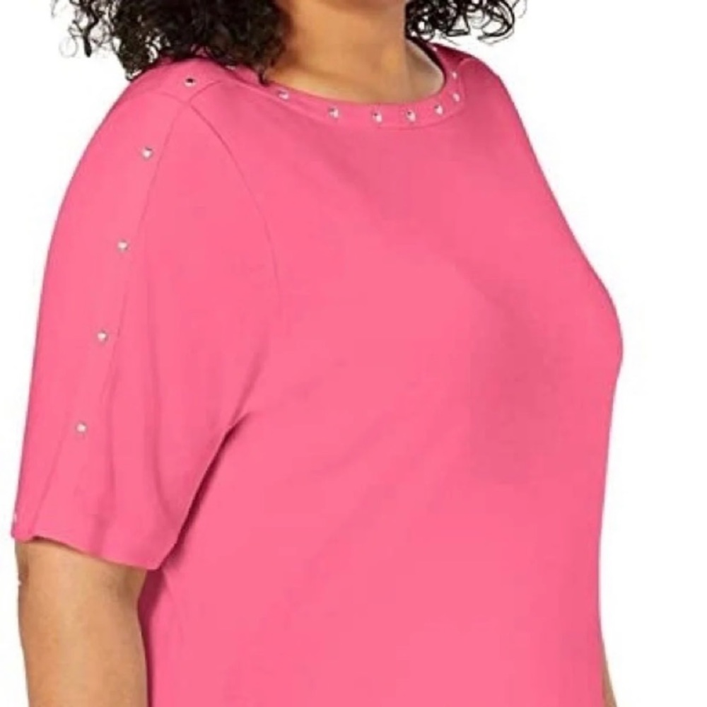 NWT Karen Scott Studded Boat Neck Tee